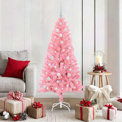 Juletræ Med 150 Led'er Med Stativ Lyserød 150 Cm Pvc - Hovedbillede