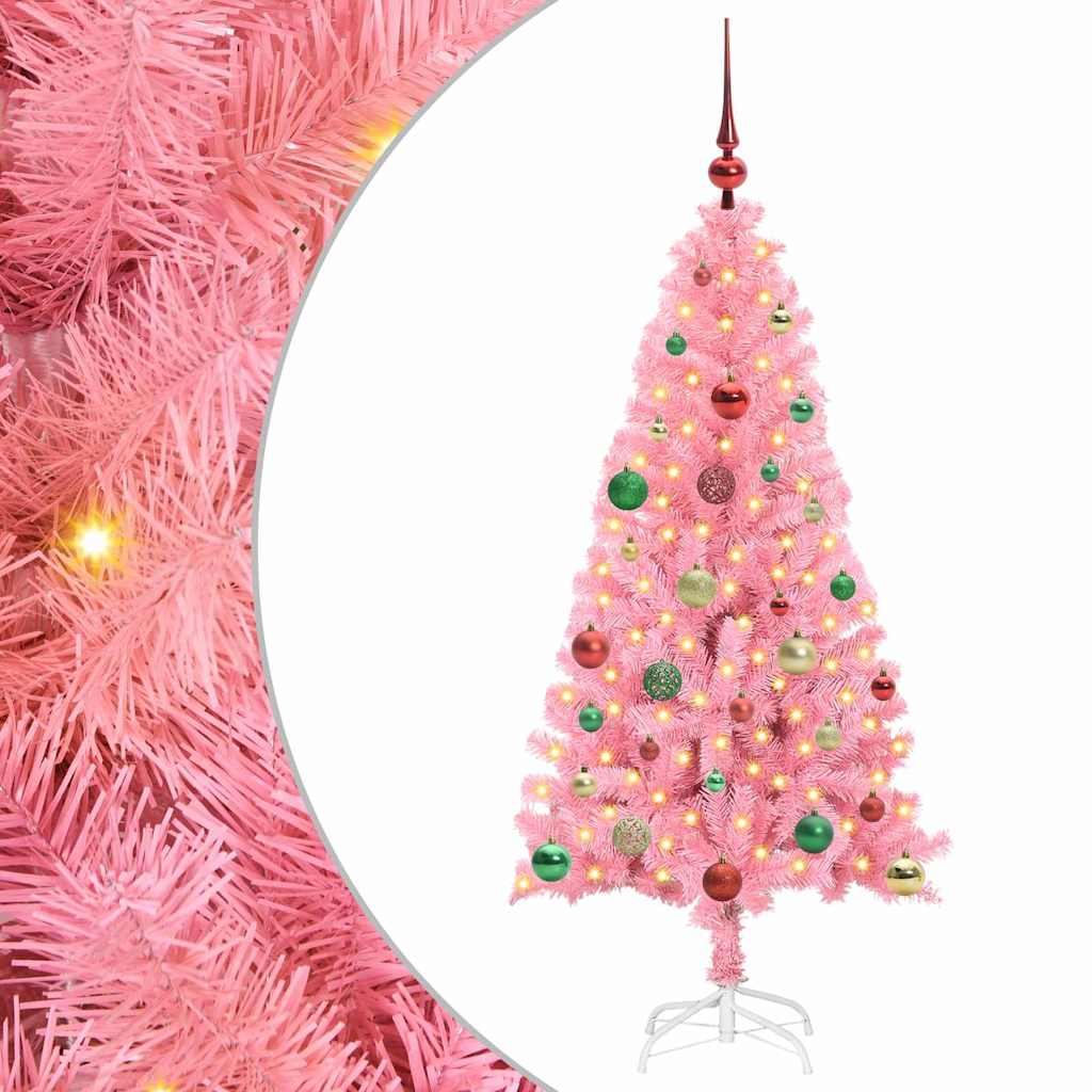 Juletræ Med 150 Led'er Med Stativ Lyserød 150 Cm Pvc - Billede 2