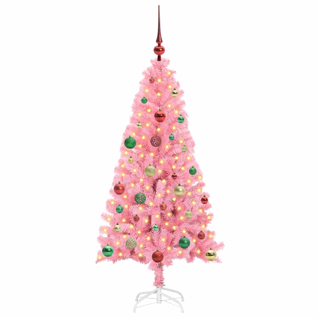 Juletræ Med 150 Led'er Med Stativ Lyserød 150 Cm Pvc - Billede 3
