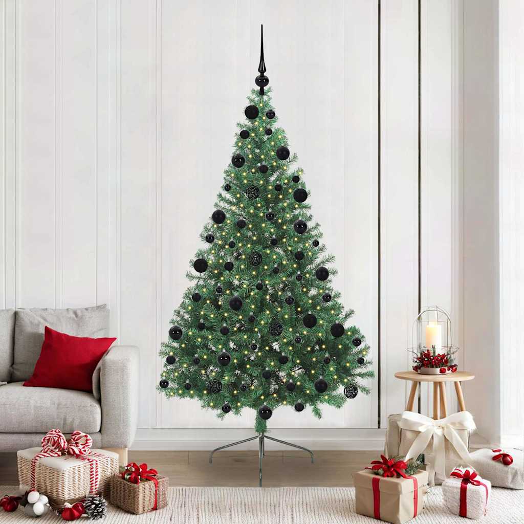 Kunstig Forbelyst Juletræ Med 300 Led'er 210 Cm Pvc - Hovedbillede