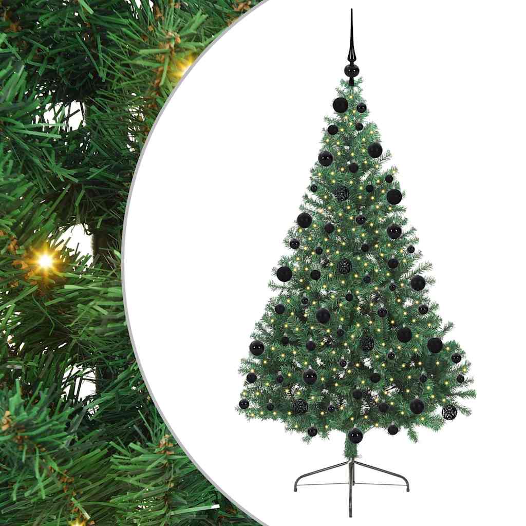 Kunstig Forbelyst Juletræ Med 300 Led'er 210 Cm Pvc - Billede 2