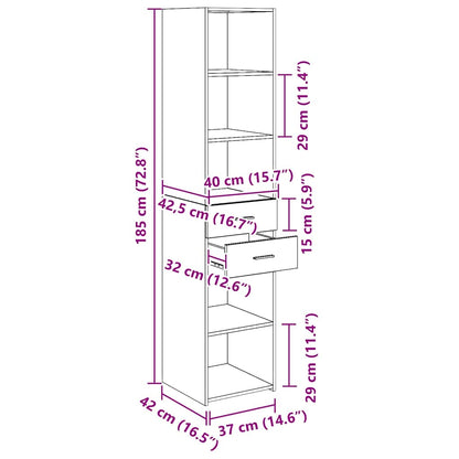 Highboard 40 X 42,5 X 185 Cm Konstrueret Træ - Billede 13