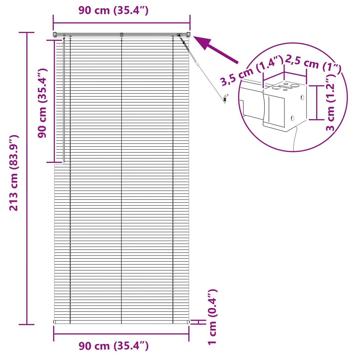 Persienner Indstillelig Mørk Med Mønster 213 X 90 Cm Pvc - Billede 10