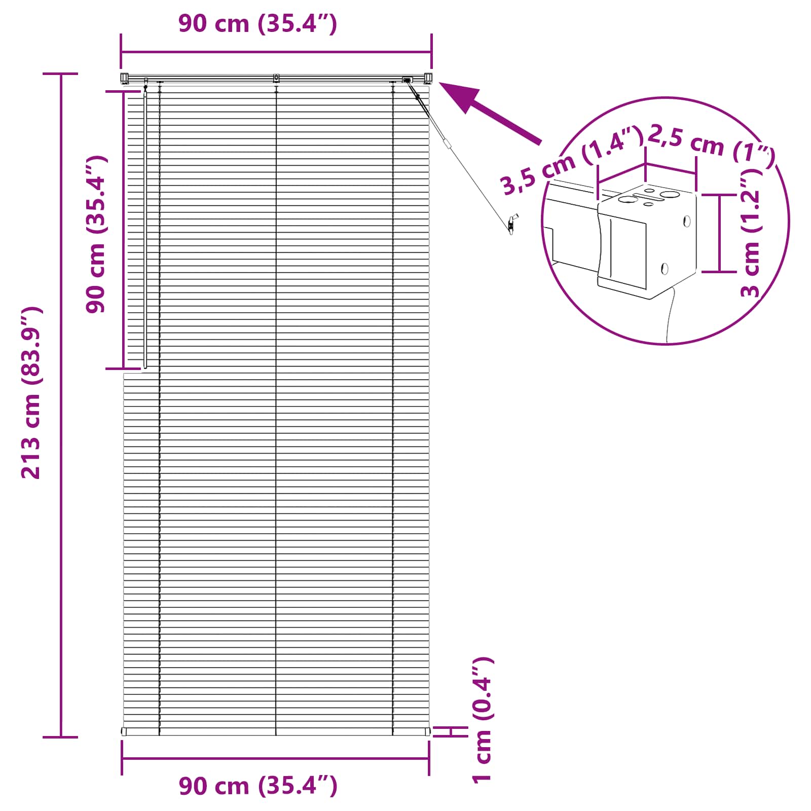 Persienner Indstillelig Mørk Med Mønster 213 X 90 Cm Pvc - Billede 10