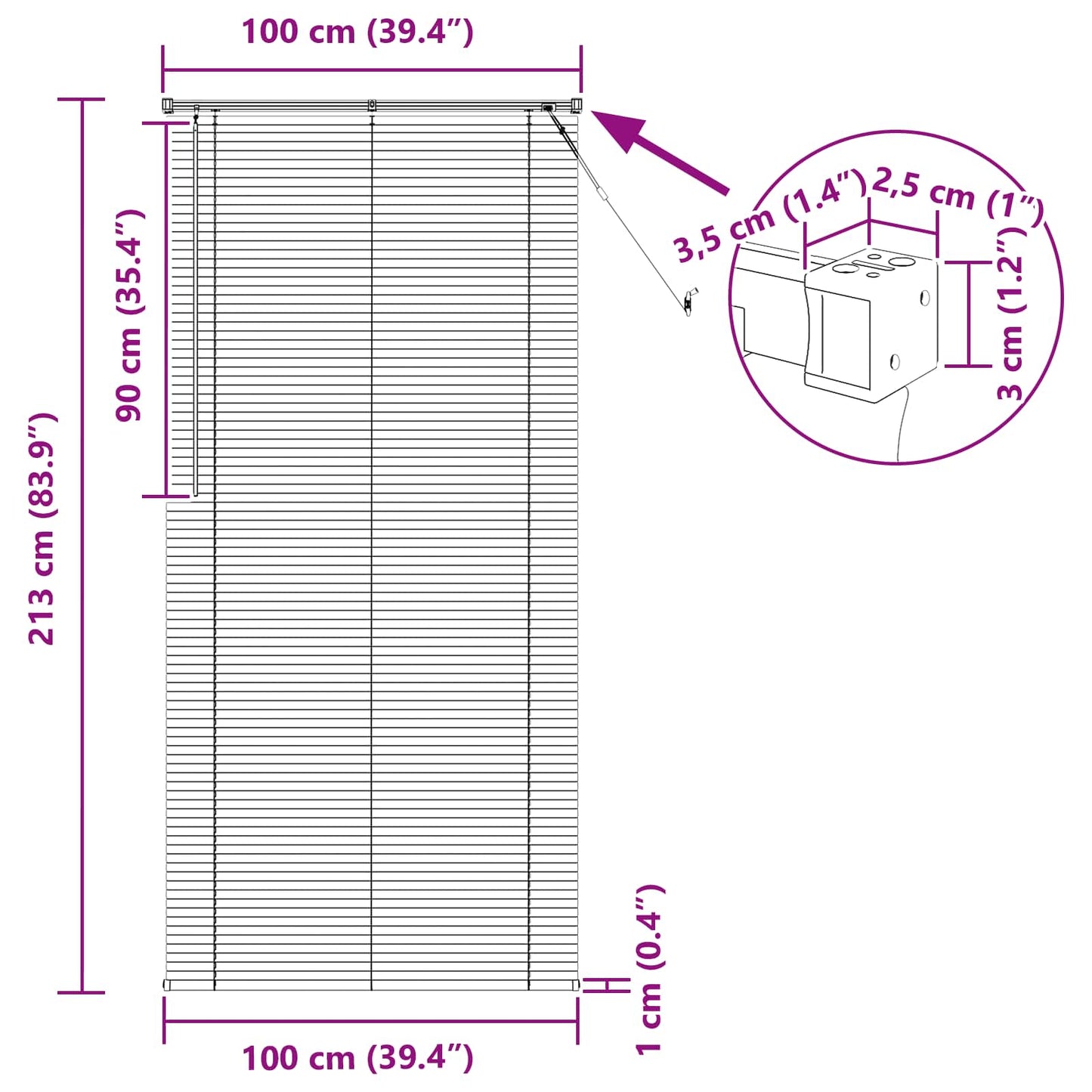 Persienner Indstillelig Mørk Med Mønster 213 X 100 Cm Pvc - Billede 10