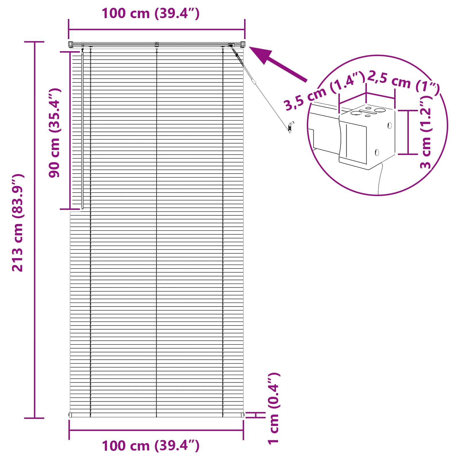 Persienner Indstillelig Mørk Med Mønster 213 X 100 Cm Pvc - Billede 10