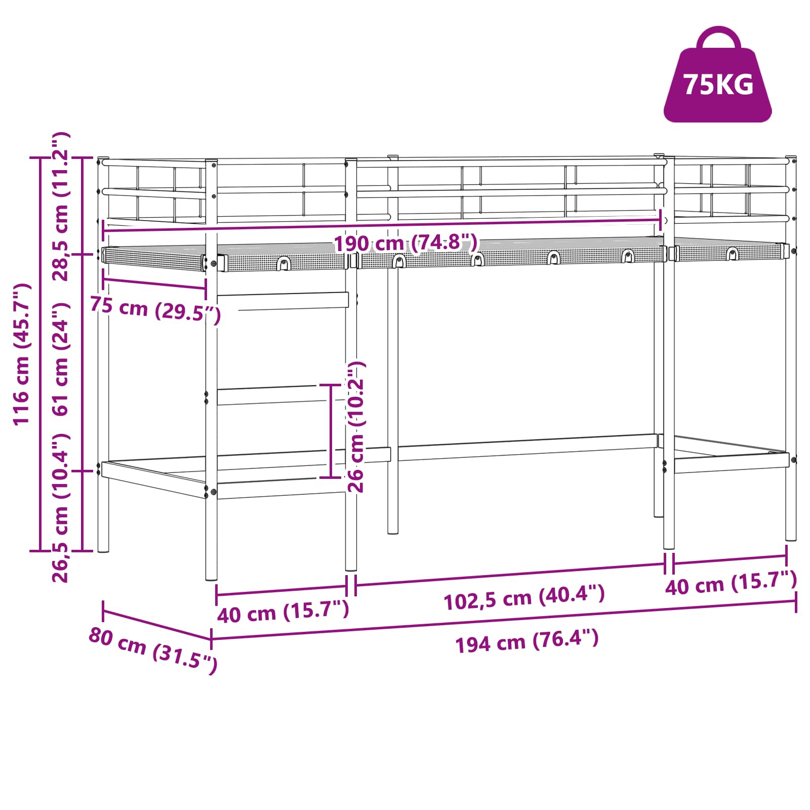 Kids'loftseng Med Gardiner - Billede 15