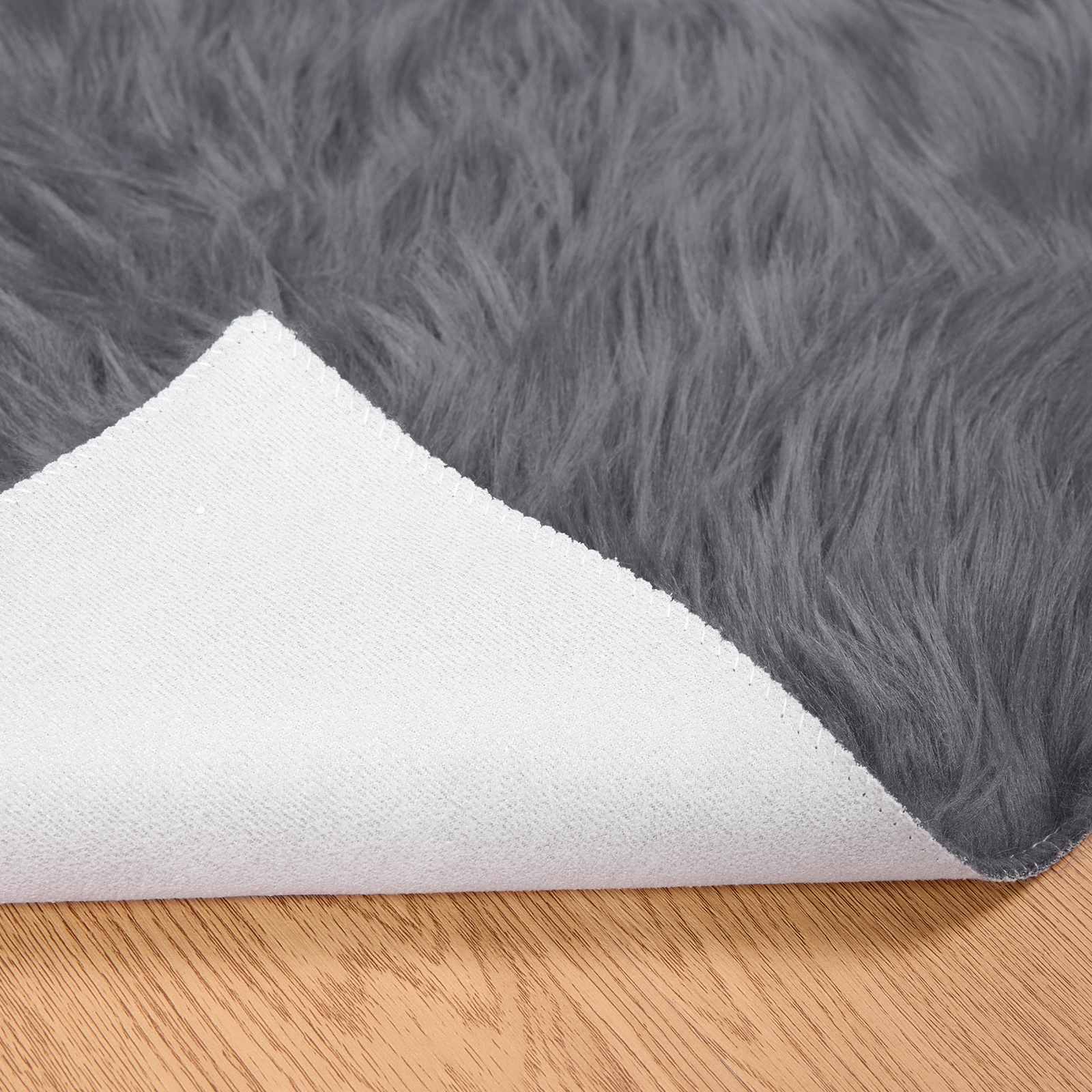 Fuskobbel Lammeskindstæppe Tafalla Antracit 80 X 150 Cm - Billede 6