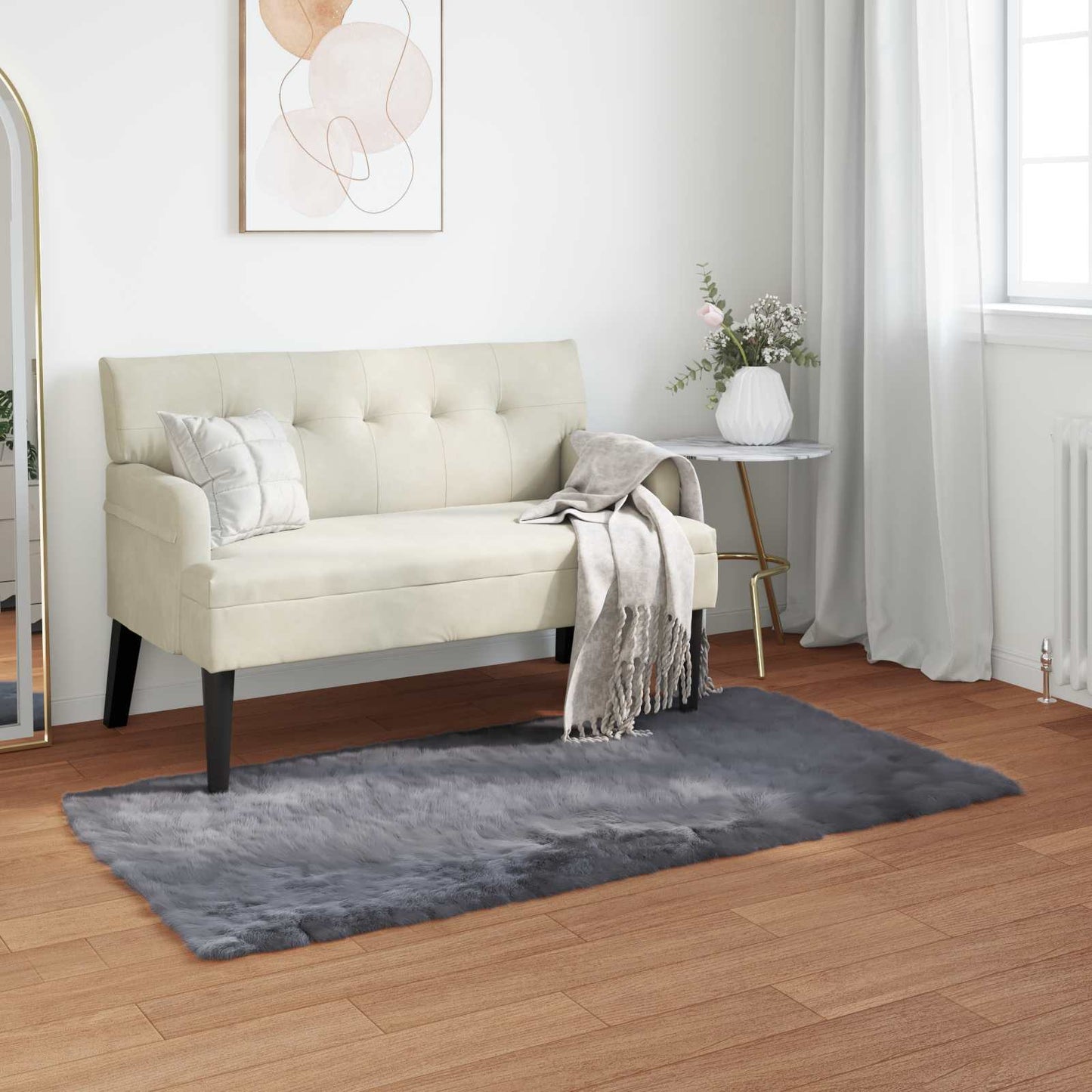 Fuskobbel Lammeskindstæppe Tafalla Antracit 80 X 150 Cm - Hovedbillede