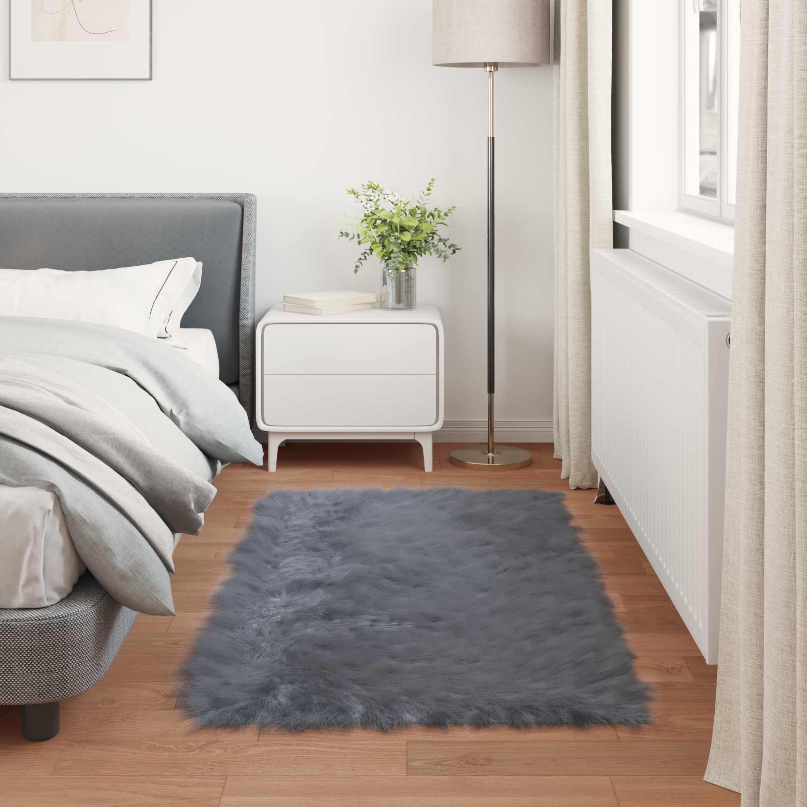 Fuskobbel Lammeskindstæppe Tafalla Antracit 80 X 150 Cm - Billede 4