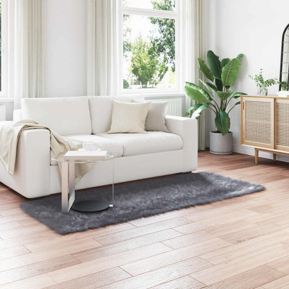 Fuskobbel Lammeskindstæppe Tafalla Antracit 100 X 200 Cm - Hovedbillede