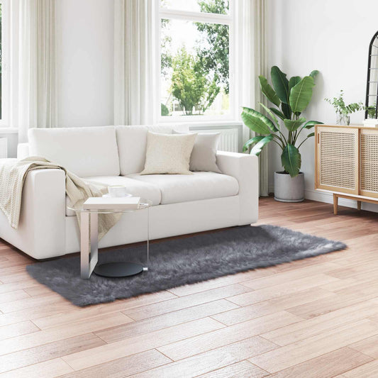 Fuskobbel Lammeskindstæppe Tafalla Antracit 100 X 200 Cm - Hovedbillede