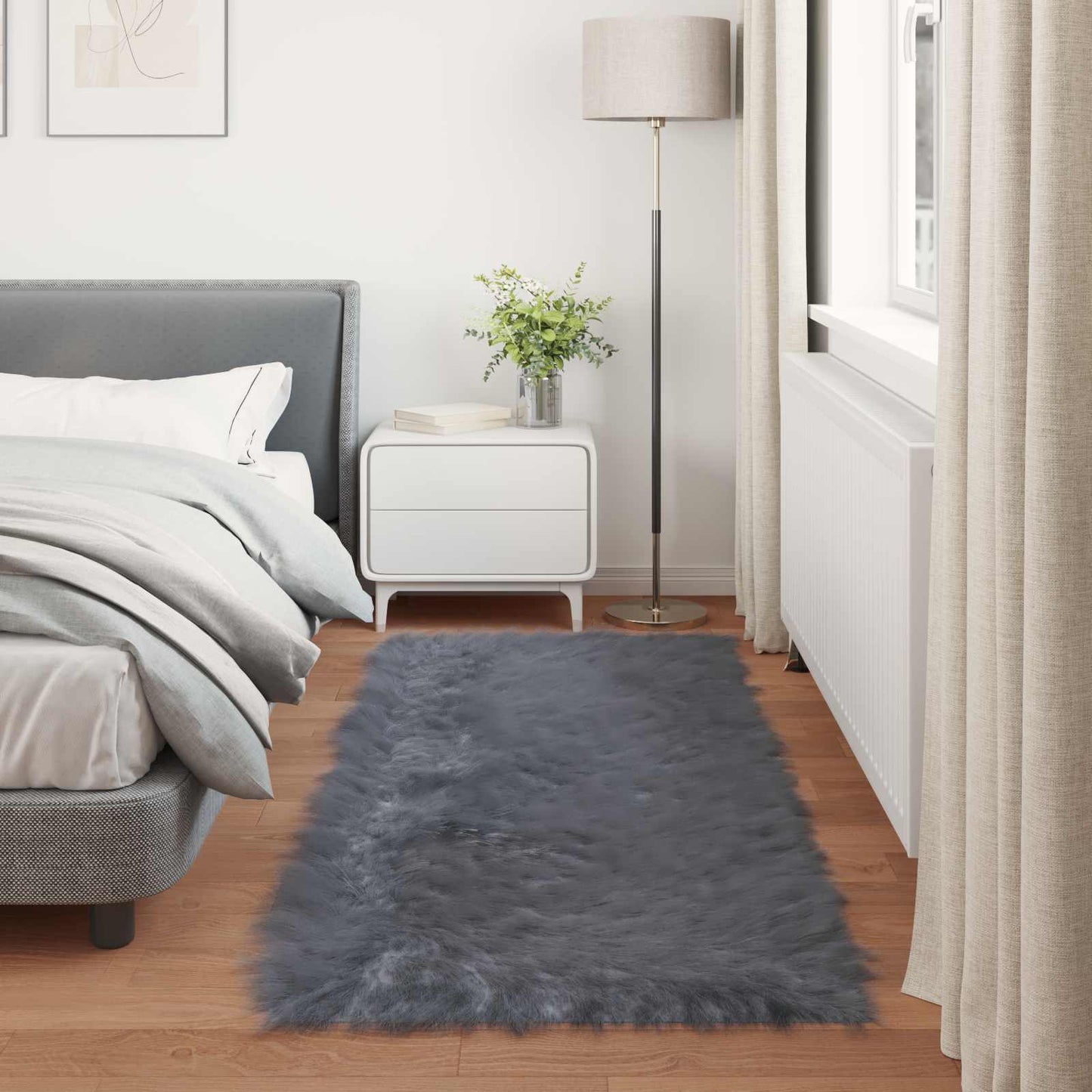 Fuskobbel Lammeskindstæppe Tafalla Antracit 100 X 200 Cm - Billede 4