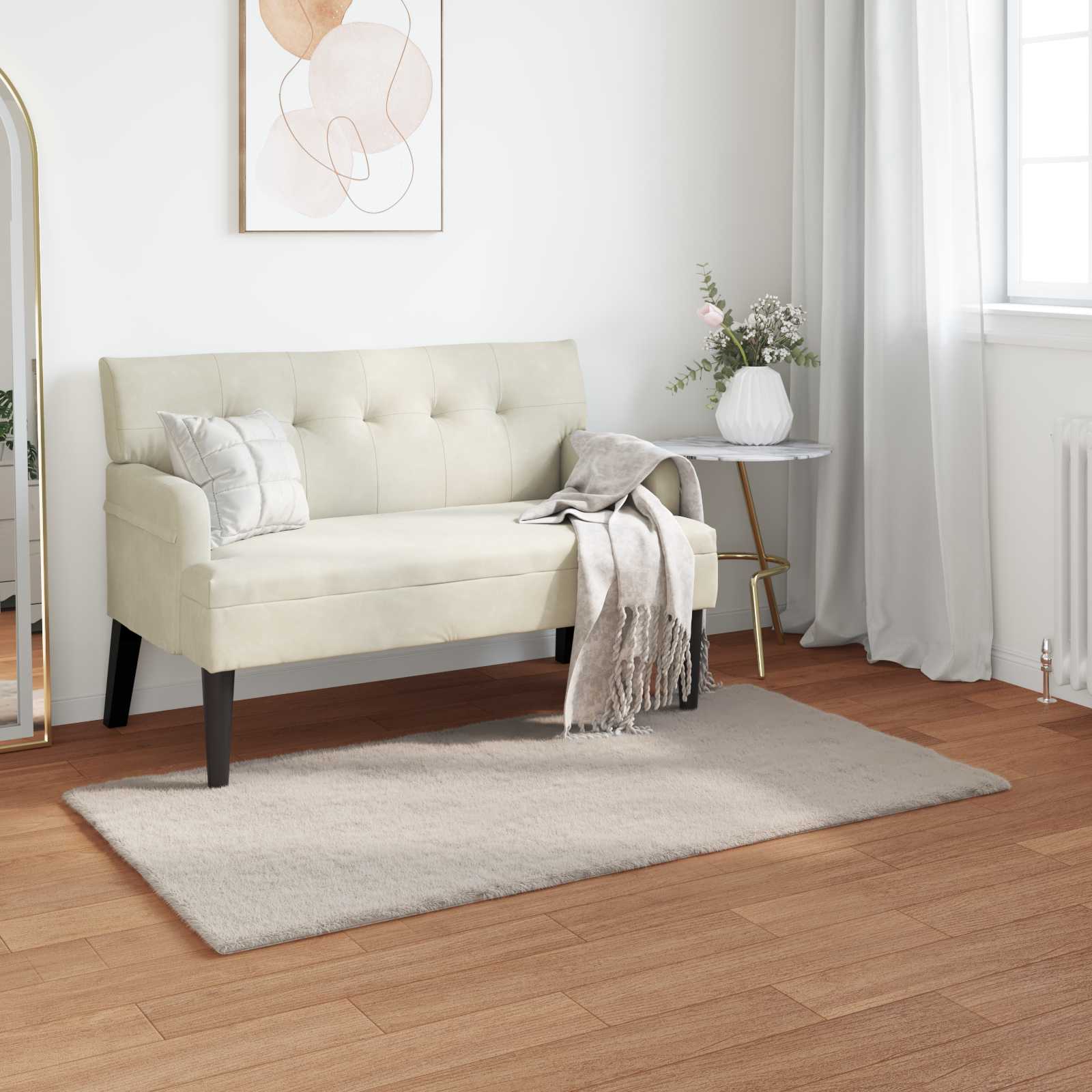 Skridsikker Faux Kanin Tæppe Olite 60 X 110 Cm Polyester - Hovedbillede