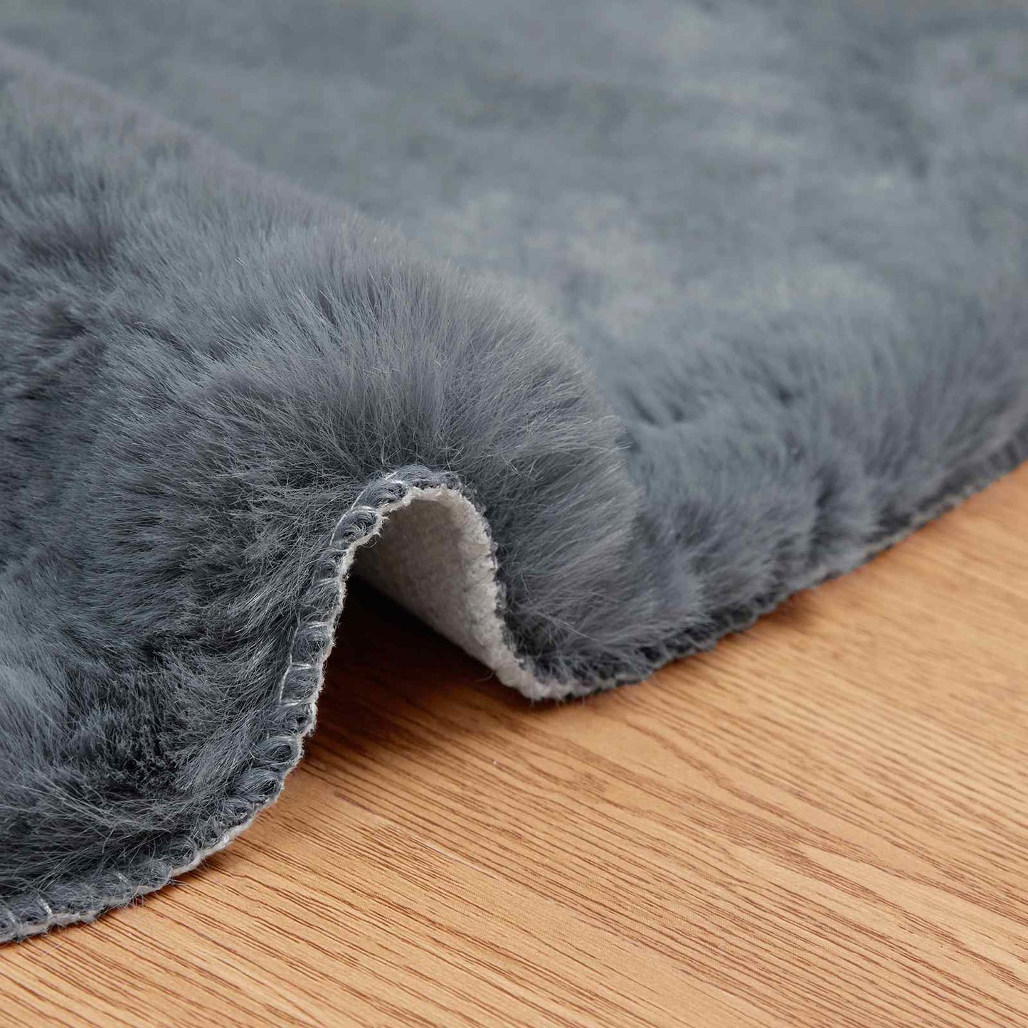 Skridsikker Tæppe Af Kunstig Kaninpels Olite Antracit Polyester - Billede 5