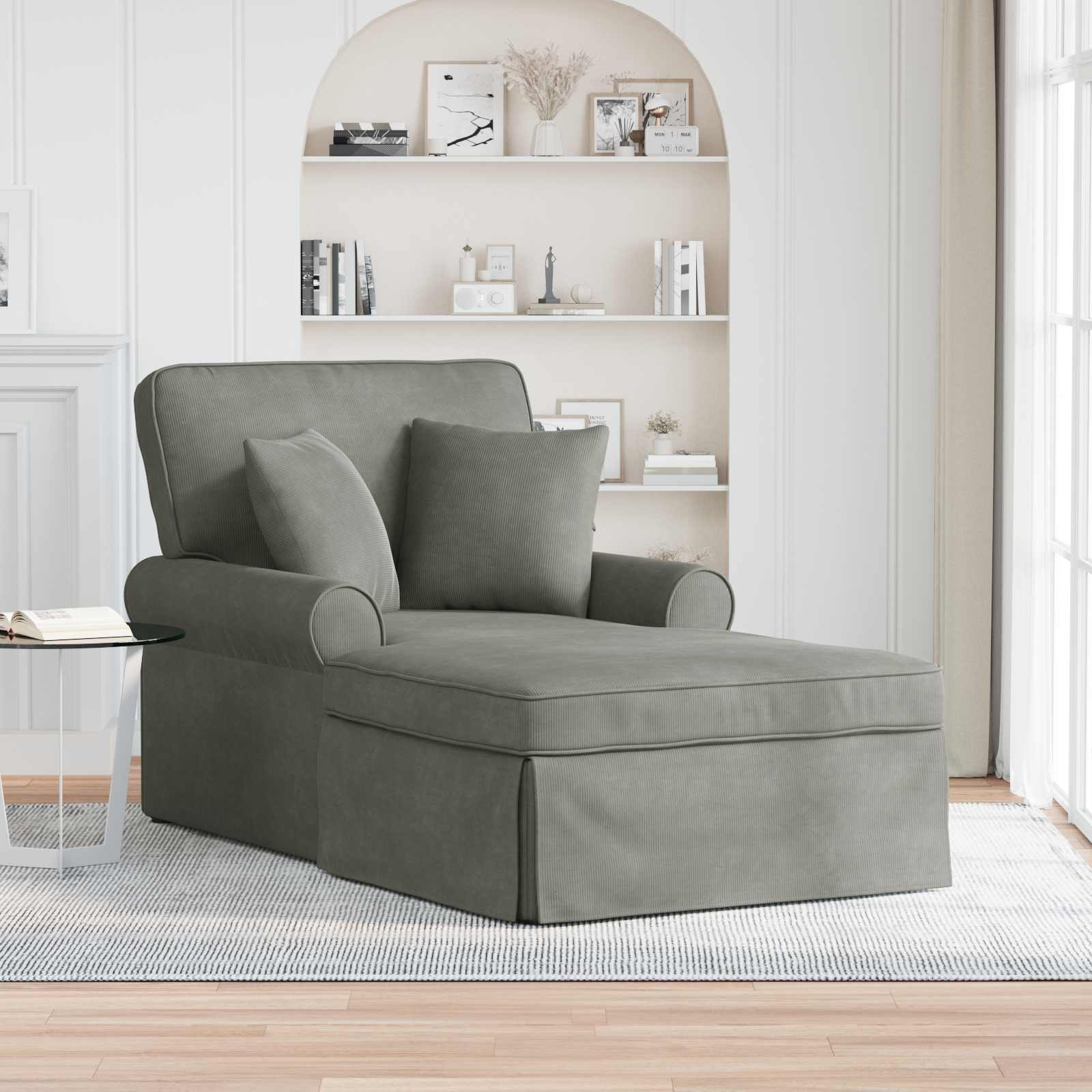 Chaise Lounge Med Volant Med Pude 3 Dele Velourstof - Hovedbillede