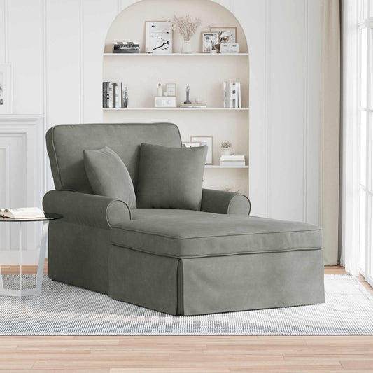 Chaise Lounge Med Volant Med Pude 3 Dele Velourstof - Hovedbillede