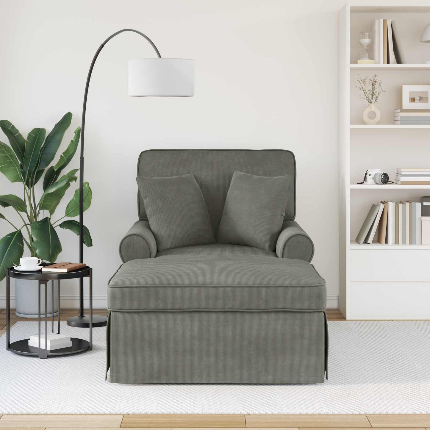 Chaise Lounge Med Volant Med Pude 3 Dele Velourstof - Billede 3