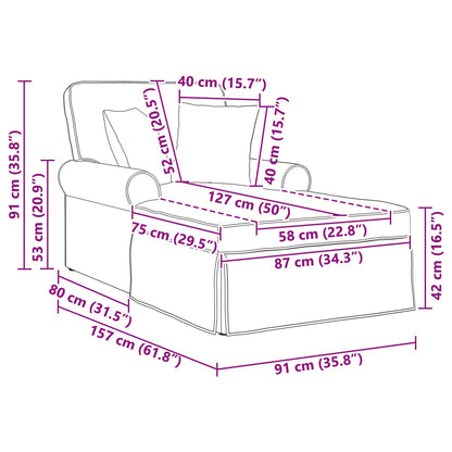 Chaise Lounge Med Volant Med Pude 3 Dele Velourstof - Billede 11