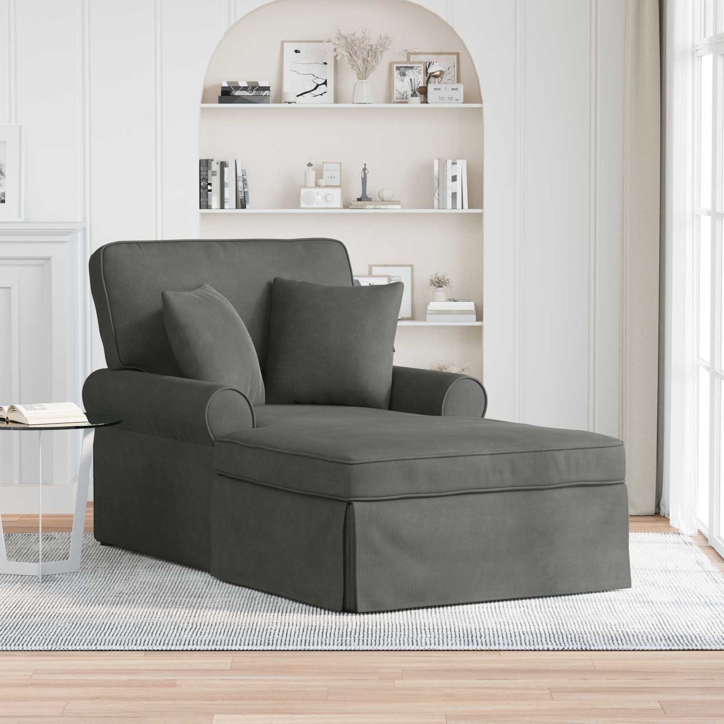 Chaise Lounge Med Volant Med Pude 3 Dele Velourstof