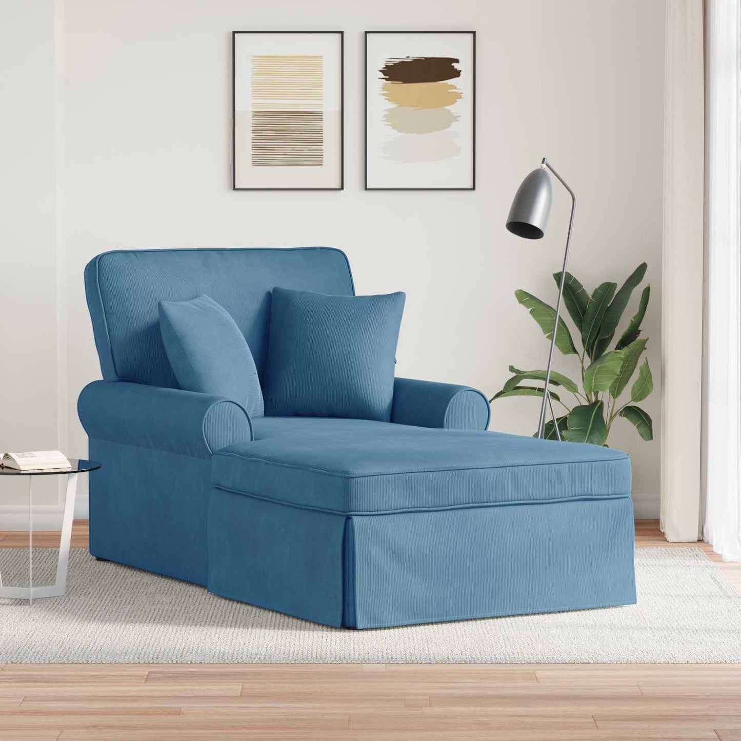 Chaise Lounge Med Volant Med Pude 3 Dele Velourstof