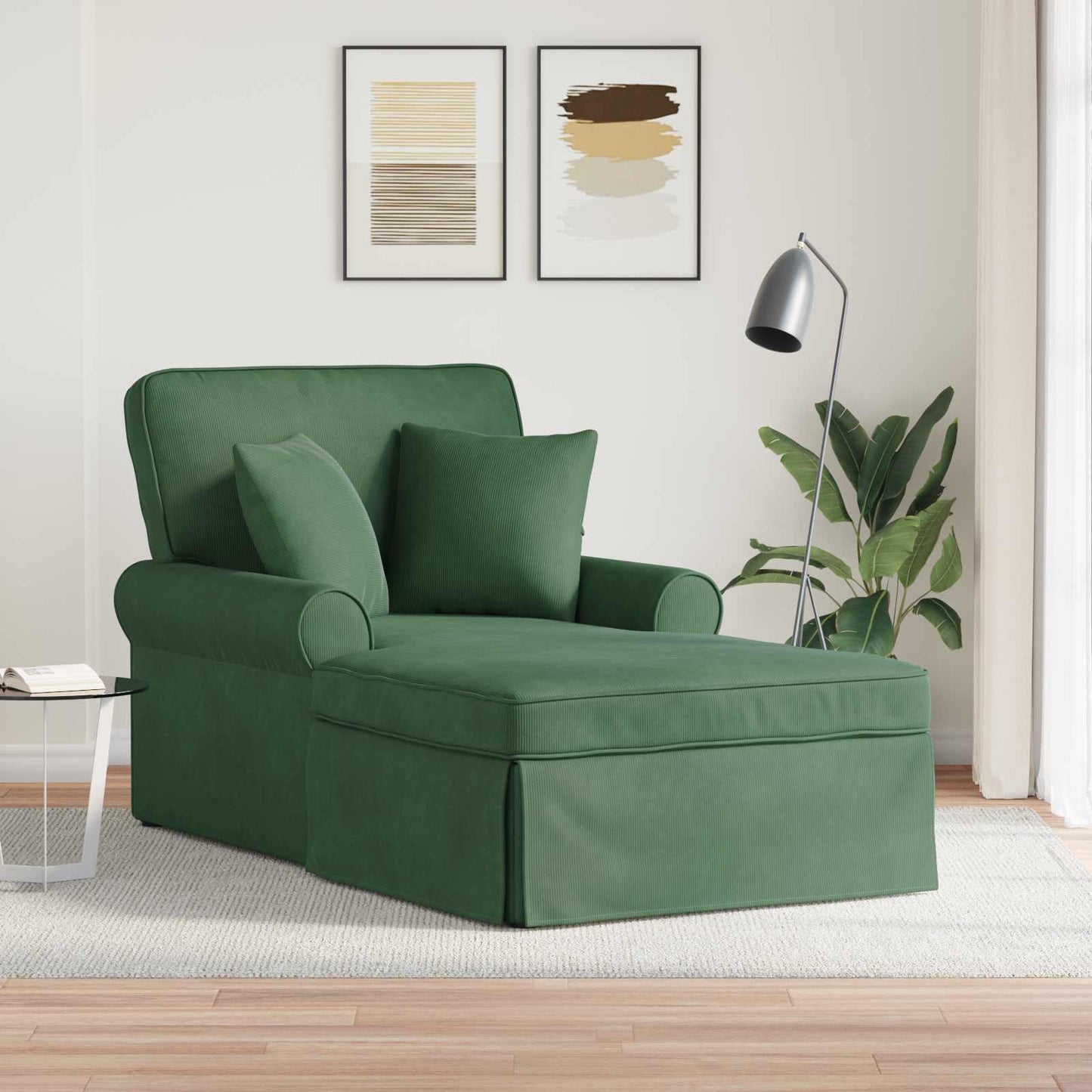 Chaise Lounge Med Volant Med Pude 3 Dele Velourstof