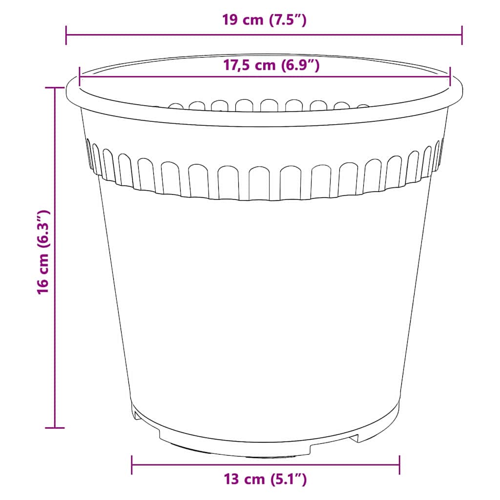 Plantepotter 6 Dele Ø 19 X 16 Cm Plastik - Billede 11