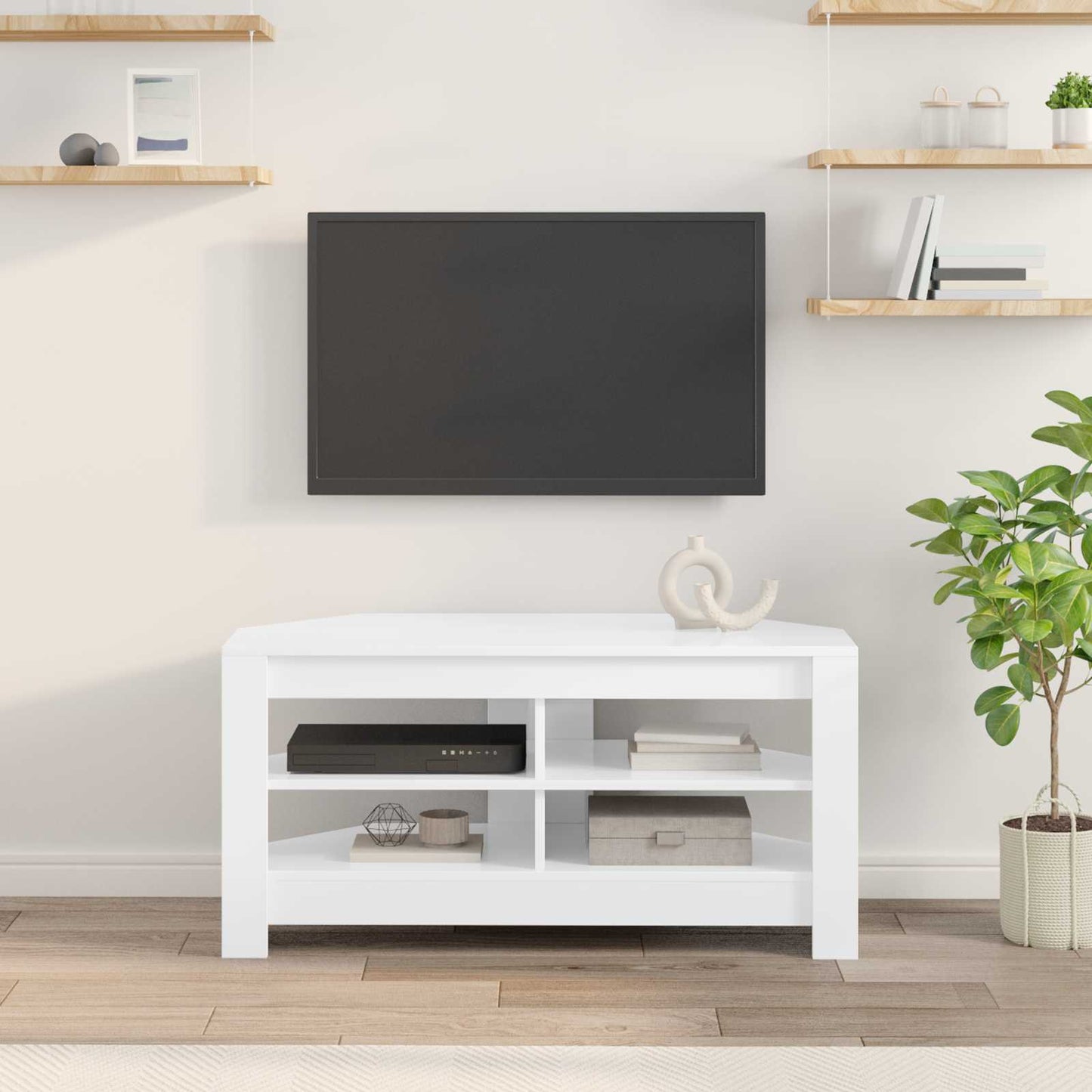 Hjørnetvskab 102 X 40,5 X 45 Cm Konstrueret Træ - Billede 4