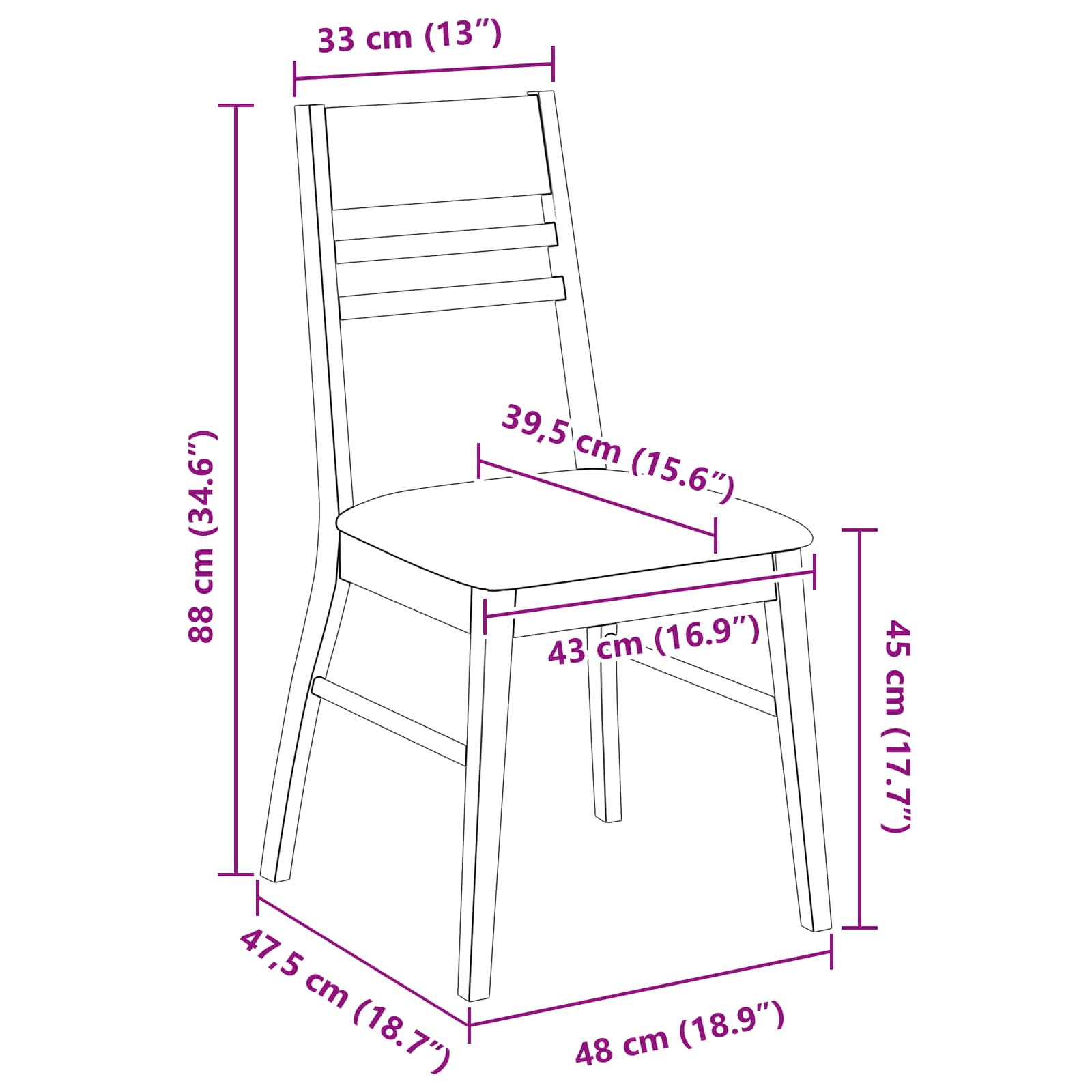 Spisestole 2 Dele Lys 43 X 54 X 89 Cm Massiv Gummitræ - Billede 11