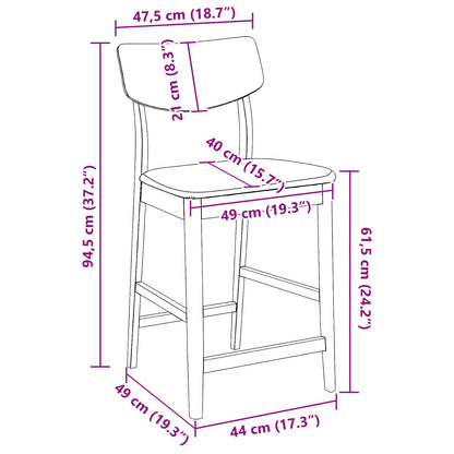 Spisestole 2 Dele Lys 48 X 49 X 95 Cm Massiv Gummitræ - Billede 11