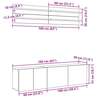 Tv Enheder Vægmonteret 6 Pcs Artisan Eg Konstrueret Træ - Billede 13