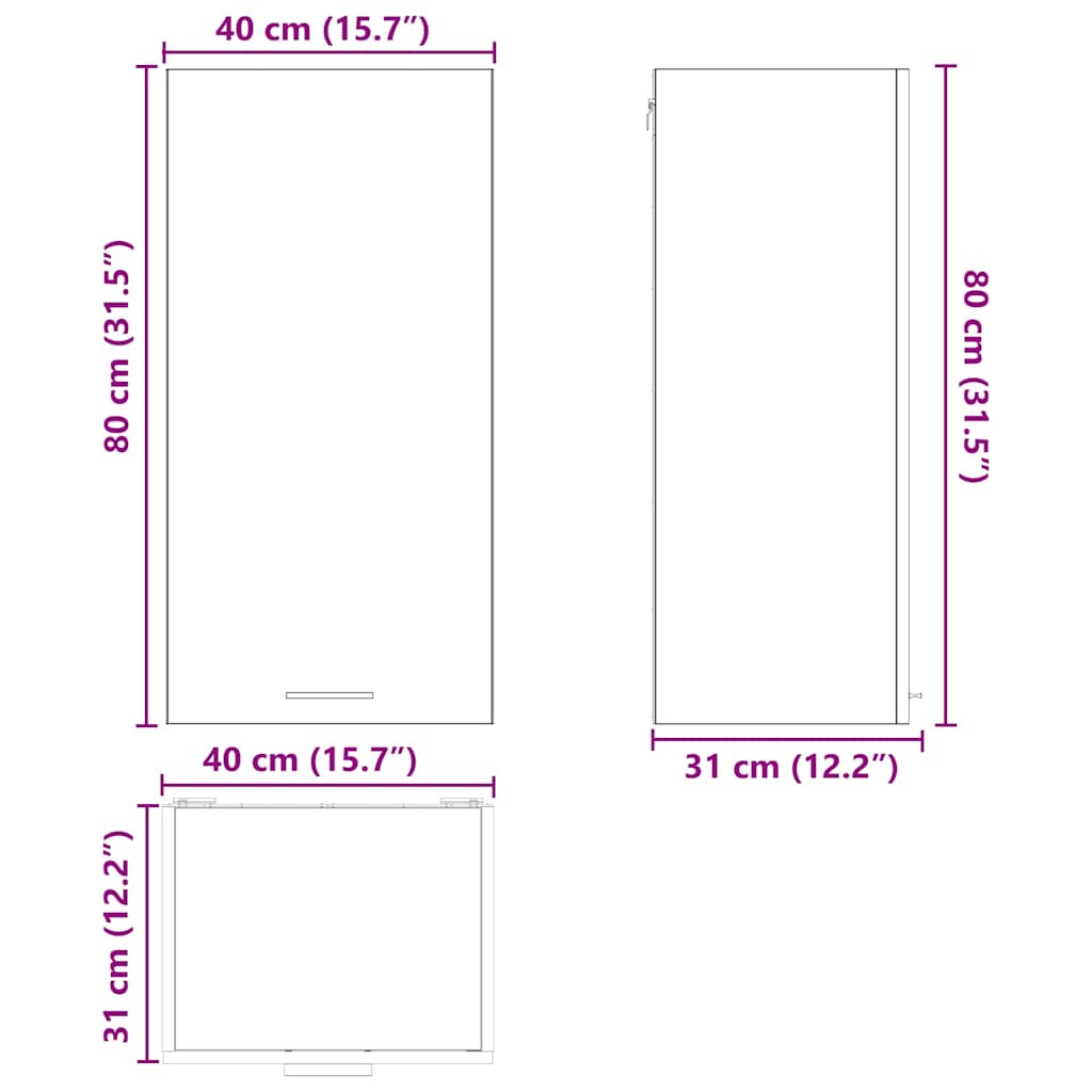 Hængeskab Gammelt Træ Og Hvid 40 X 31 X 80 Cm Konstrueret Træ - Billede 13