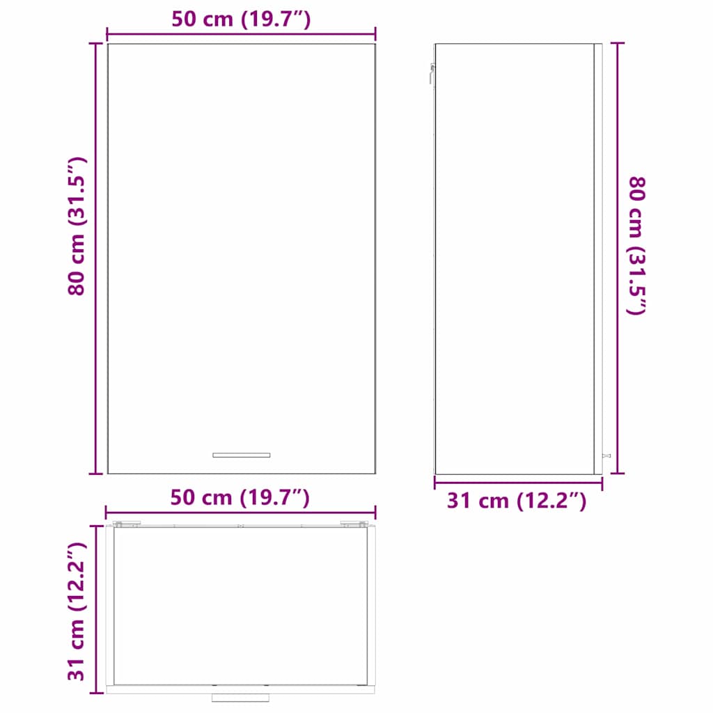 Hængeskab Sonoma Eg Og Hvid 50 X 31 X 80 Cm Konstrueret Træ - Billede 13