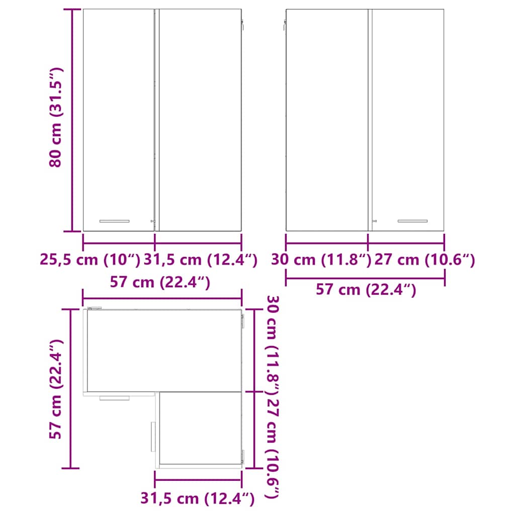 Hængeskab Gammelt Træ Og Hvid 57 X 57 X 80 Cm Konstrueret Træ - Billede 12