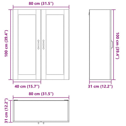 Væglågskab Porto Beton 80 X 31 X 100 Cm Konstrueret Træ - Billede 12