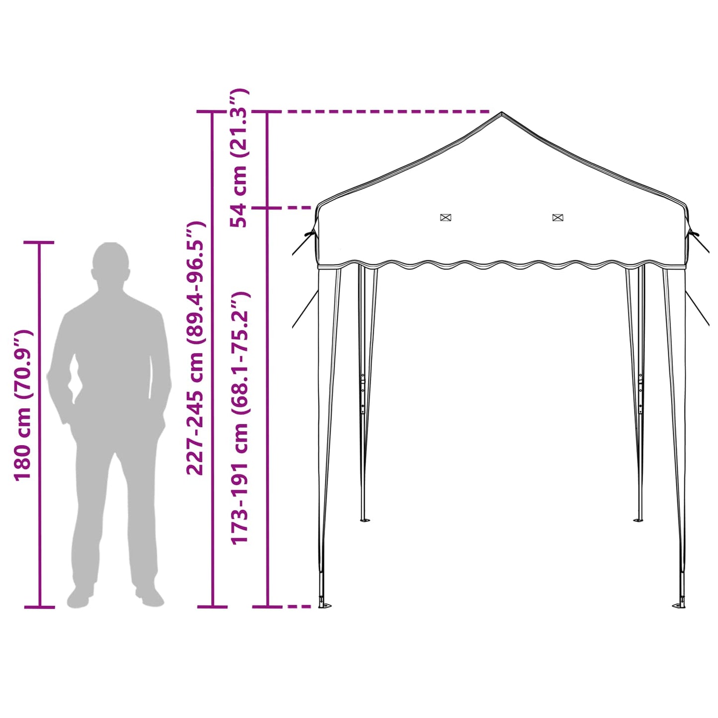 Pop-up Festtelt 195 X 195 X 245 Cm Oxford Stof - Billede 17