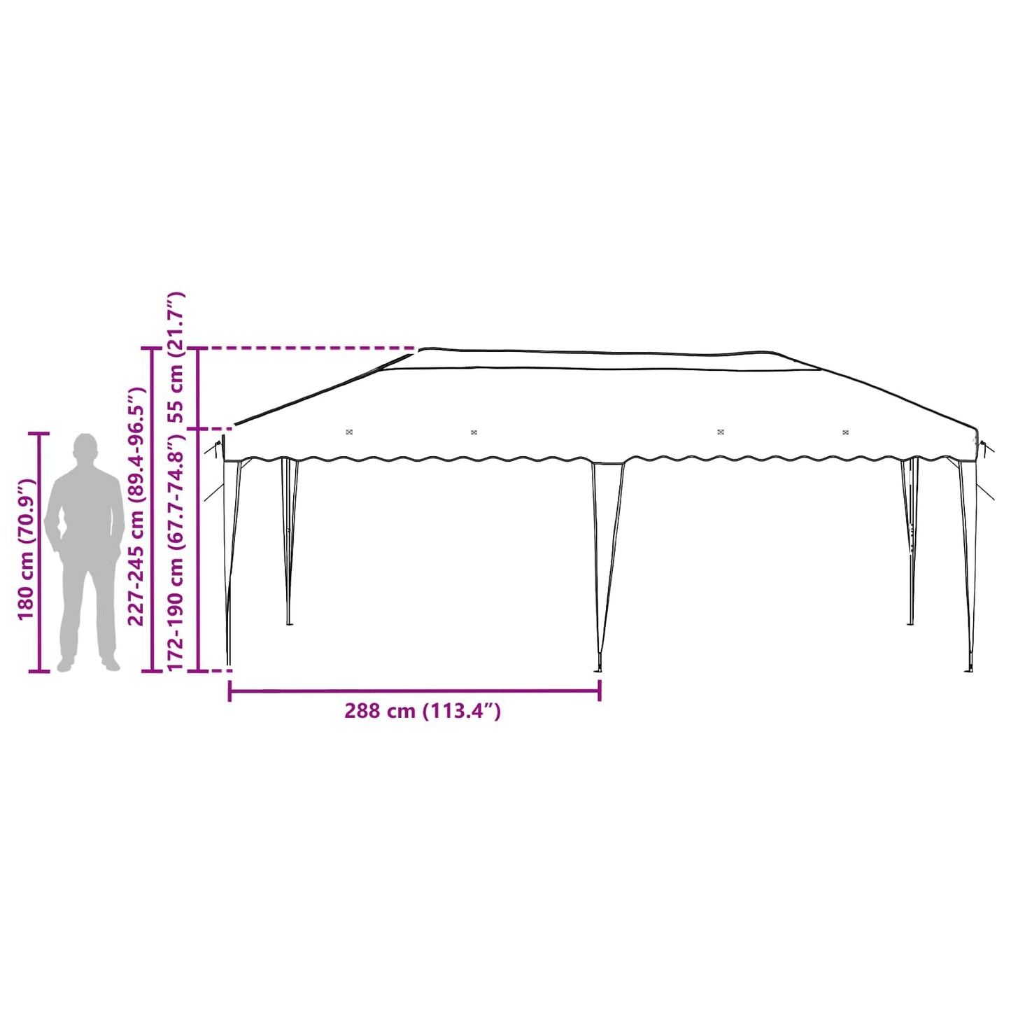 Pop-up Festtelt 575 X 290 X 245 Cm - Billede 17