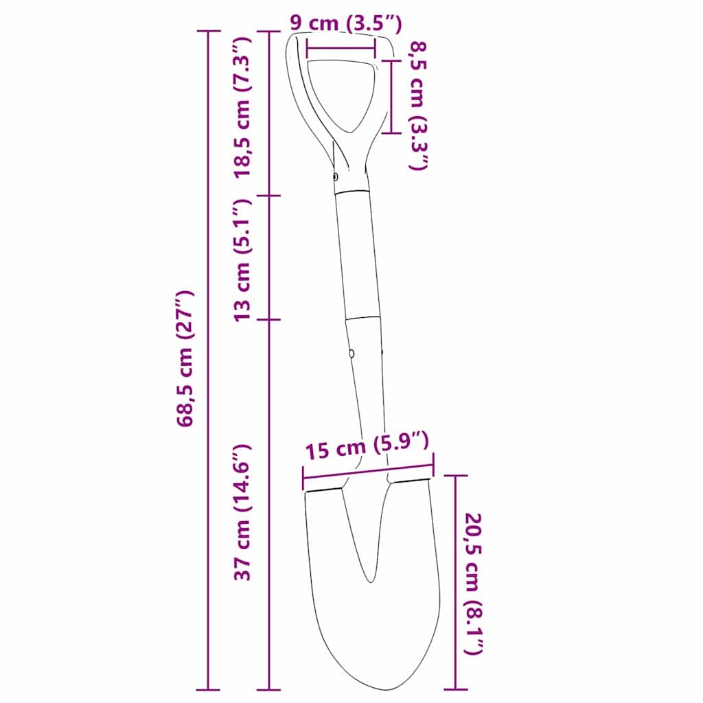 Skovl 68,5 Cm Powder Coated Stål Og Solid Træ - Billede 8
