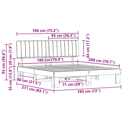 Sengestel Med Polstret Hovedgavl 180 X 200 Cm - Billede 11