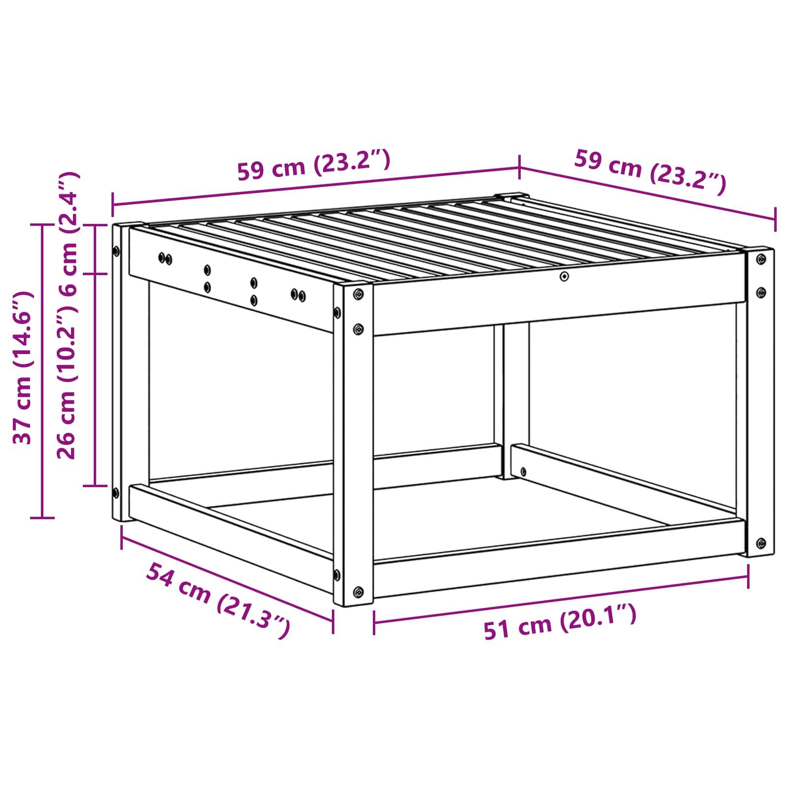 Udendørs Bord Massivt Akacietræ 59 X 59 X 37 Cm - Billede 9
