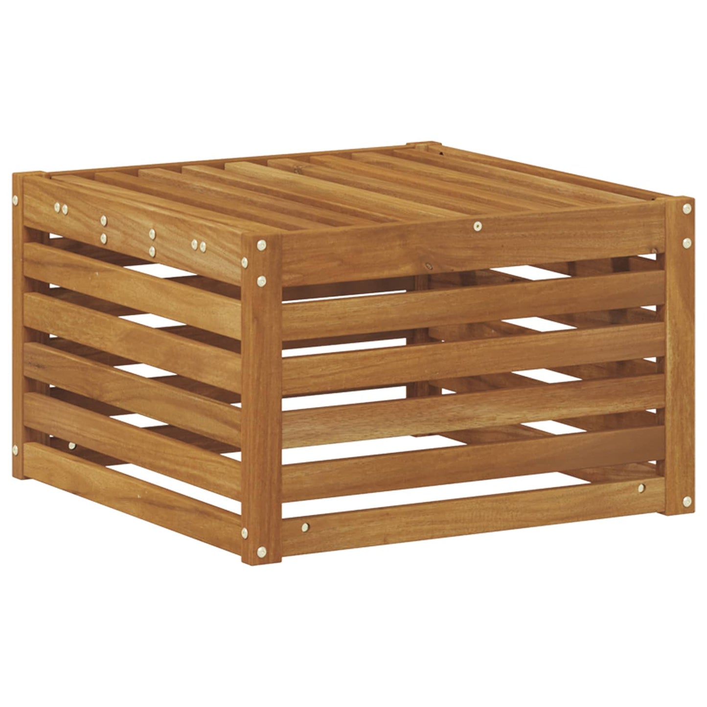 Udendørs Puf Massivt Akacietræ Naturfarvet 59 X 59 X 37 Cm - Billede 5