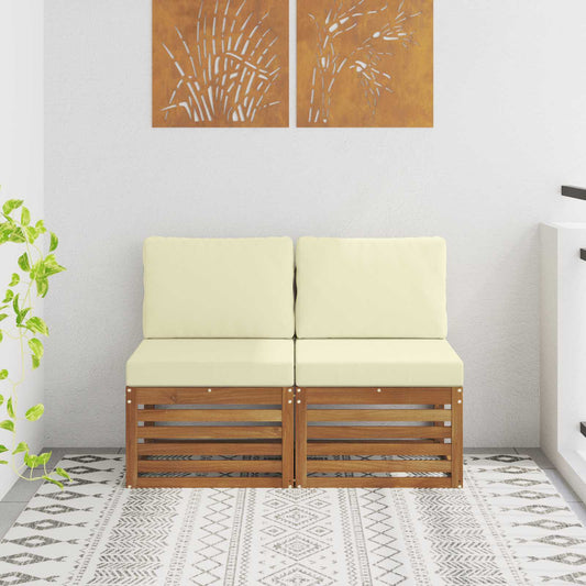 2 Stk Udendørs Mellem Sofa Massivt Akacietræ - Hovedbillede