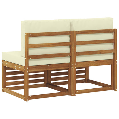 2 Stk Udendørs Mellem Sofa Massivt Akacietræ - Billede 5