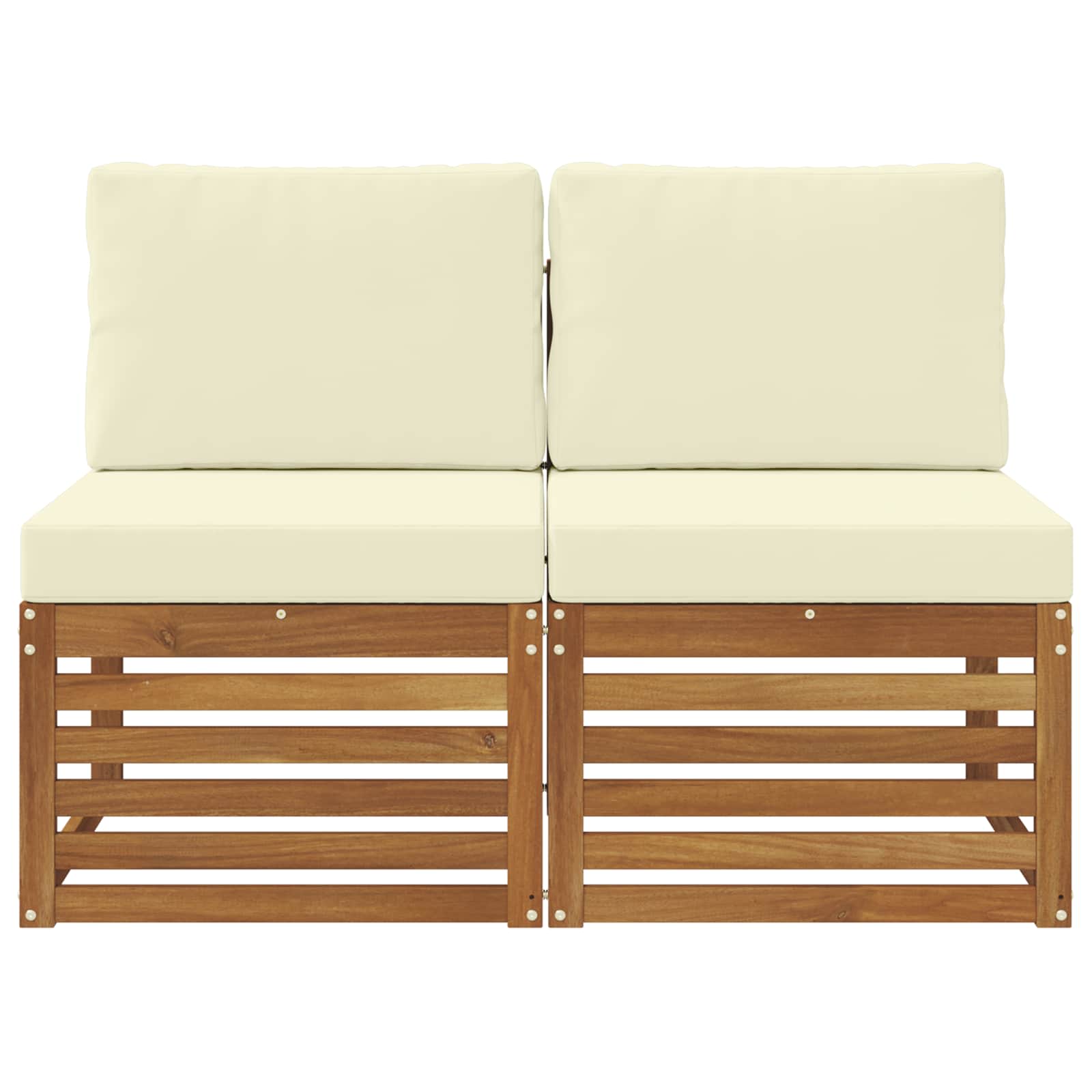 2 Stk Udendørs Mellem Sofa Massivt Akacietræ - Billede 3