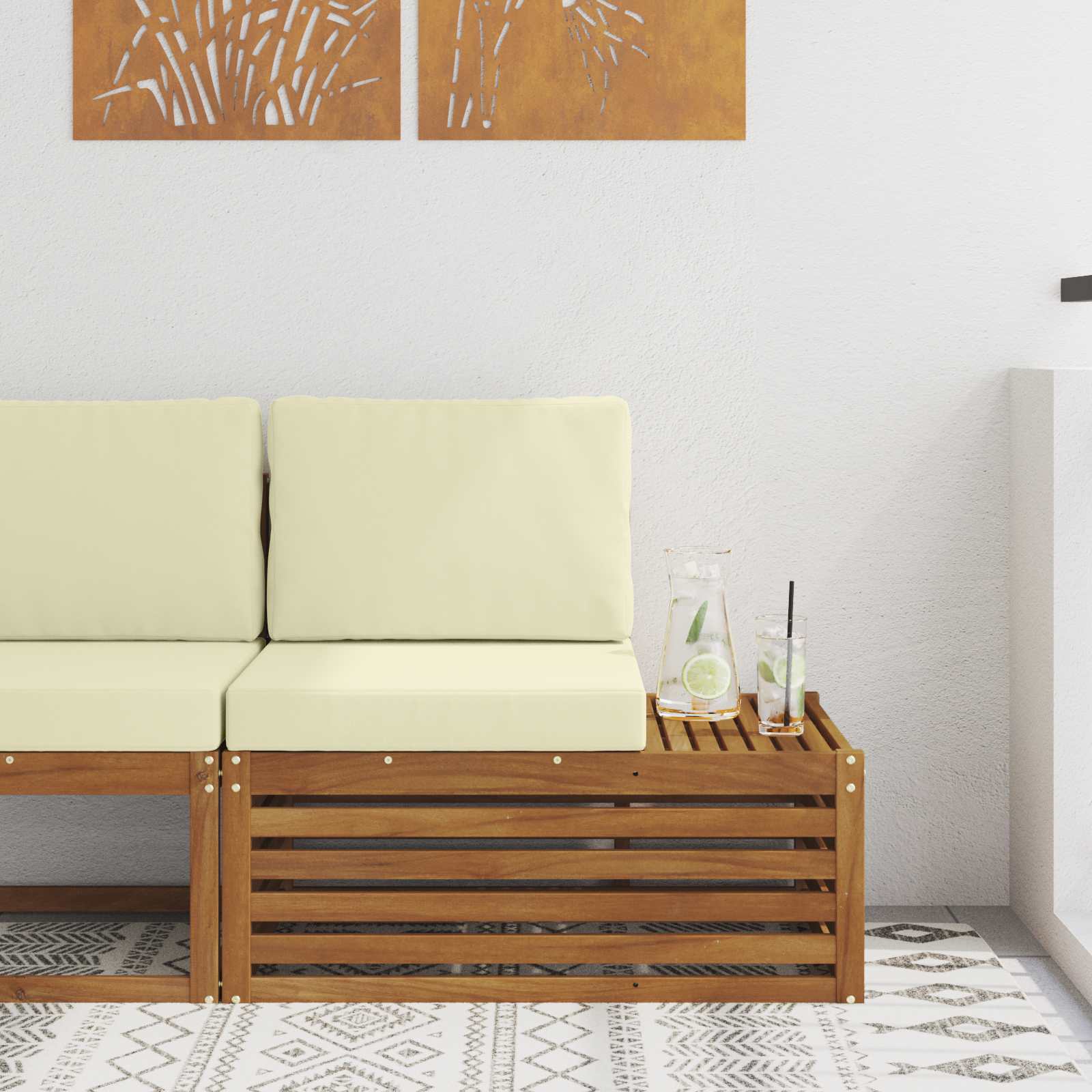 Udendørs End Sofa Naturfarvet 91 X 63 X 73 Cm Massivt Akacietræ - Hovedbillede