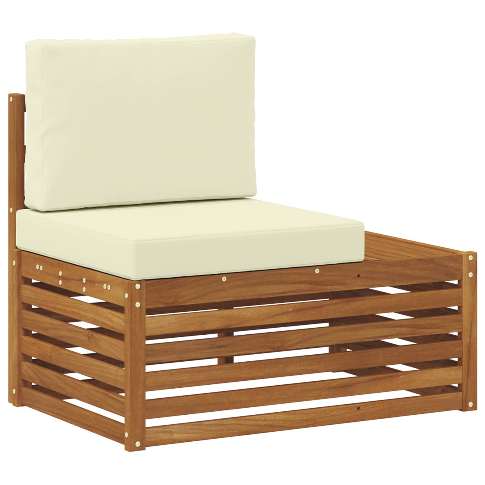 Udendørs End Sofa Naturfarvet 91 X 63 X 73 Cm Massivt Akacietræ - Billede 2