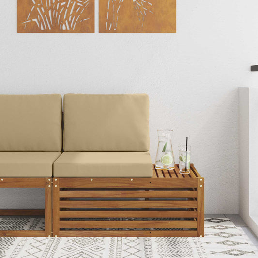 Udendørs End Sofa Naturfarvet 91 X 63 X 73 Cm Massivt Akacietræ - Hovedbillede