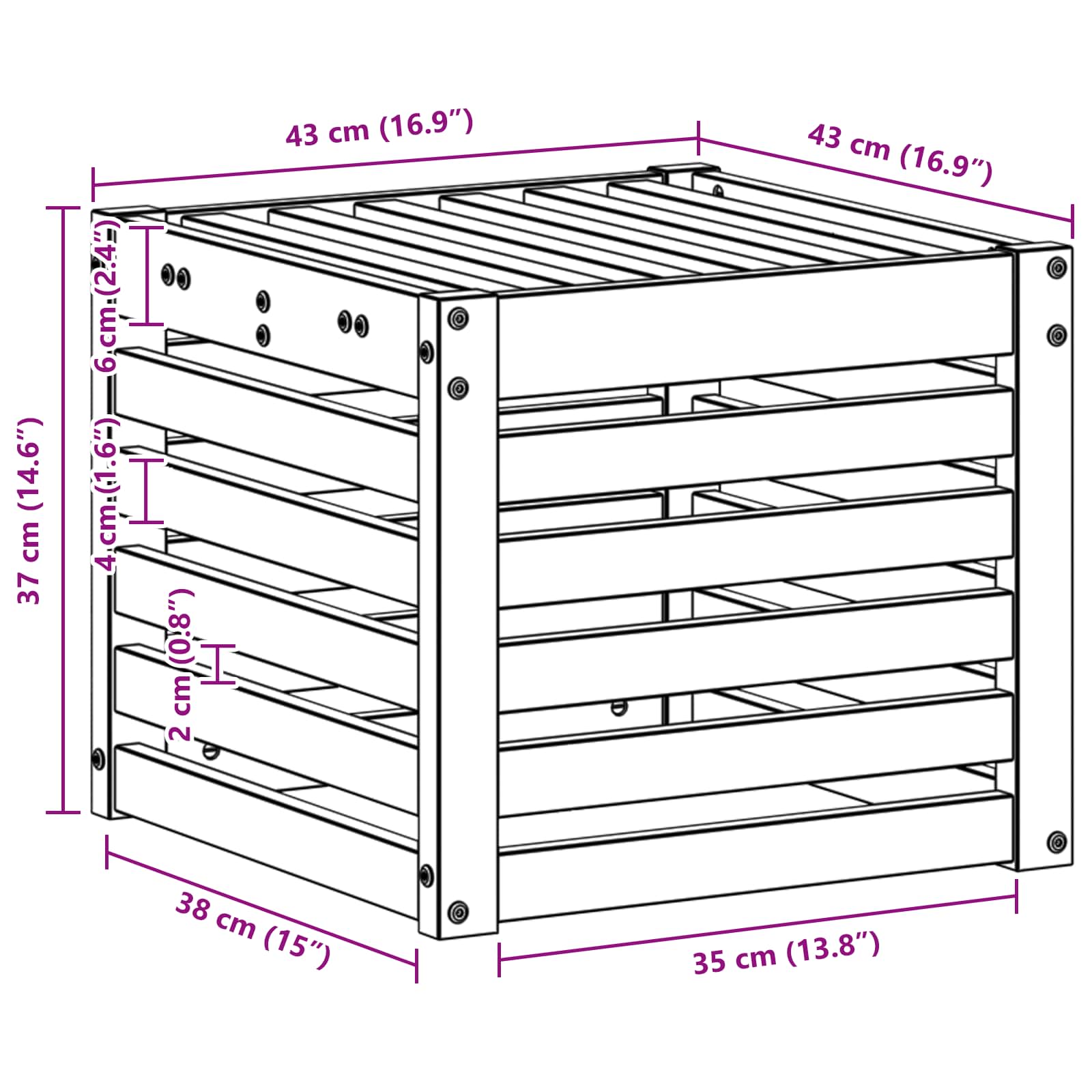 Udendørs Skammel Bænk 43 X 43 X 37 Cm - Billede 9