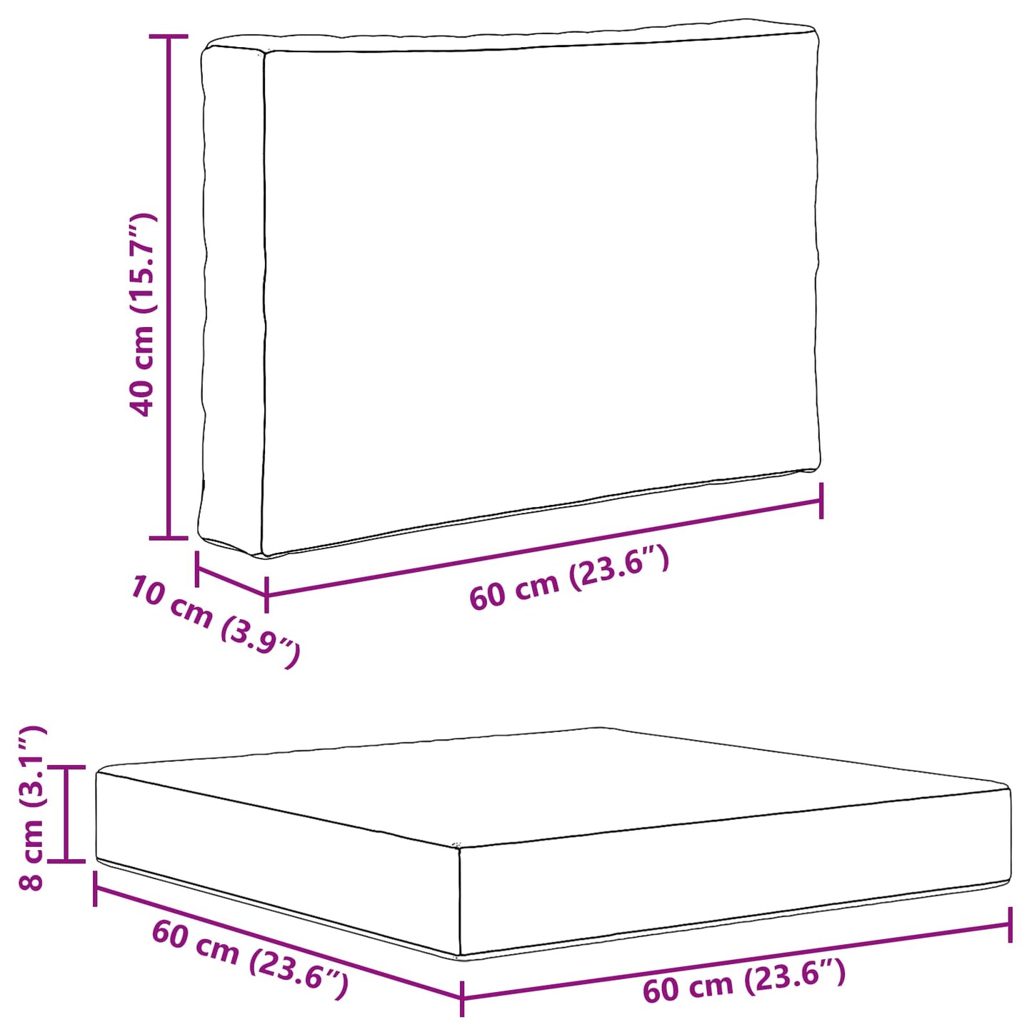 Udendørs Sofa Pude 2 Dele Vinrød Polyester - Billede 11
