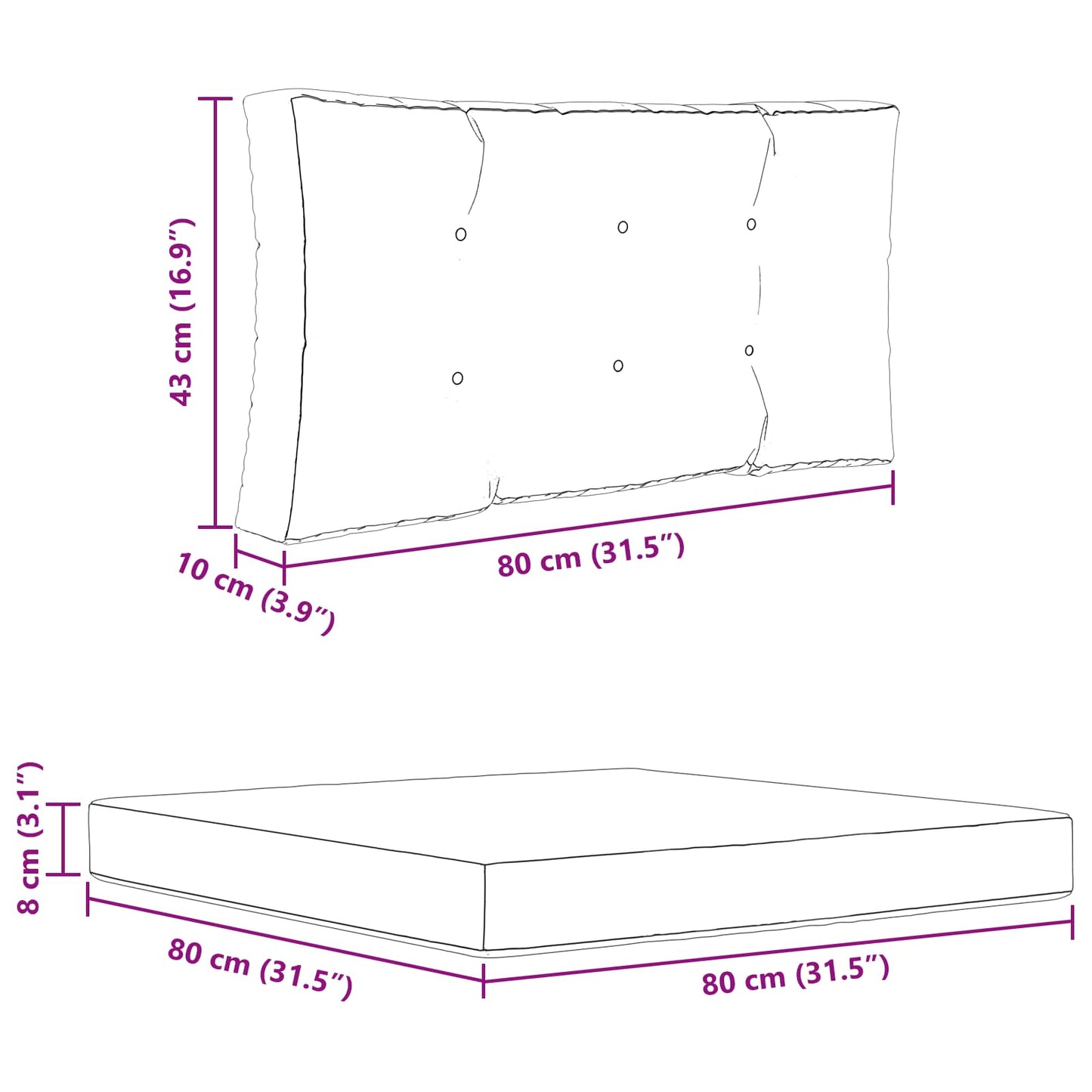 Udendørs Sofa Pude 2 Dele Polyester - Billede 10
